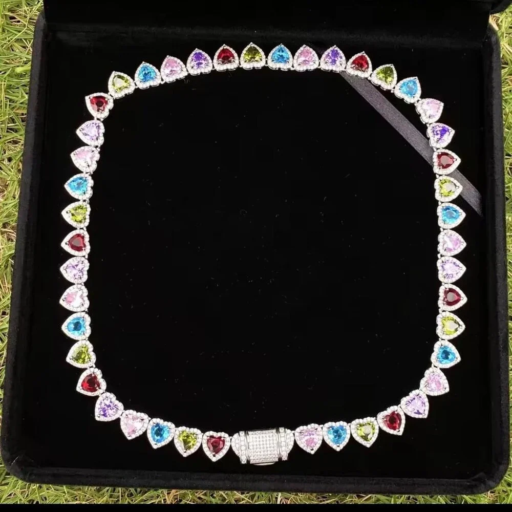 Multi Colored Heart Shaped Necklace 16inch